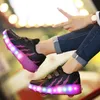 Heelys LED lampeggiante Roller Skate Shoes bambini Invisible Double Wheels Boy Girl Roller Skate Scarpe luminose Stivali da ginnastica