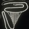 Sexig magkedja midjor smycken strass strass österrikisk kristall burlesk underkläder gstring thong trosor dans jck0215764240
