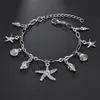 Bohemian Starfish Shell Pendant Anklets for Women Fashion Silver Color Conch Ankle Bracelets On the Leg Boho Beach Accessories