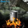 Camping Köksartiklar Set Titanium Spis Pot Pan Frypan Bowl Cupstainless Steel Mugg Vattenkopp - Ultra Light Portable Cooking Equipment Mess Kit