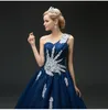 Navy Blue Mother Jurken One Shoulder Lace-up met Rits Back Avondjurken Sprankelende kralen Crystal Prom-jassen