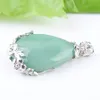 WOJIAER larme goutte d'eau amour naturel vert Aventurine pierre gemme pendentif collier Reiki perle femmes bijoux N3467