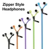 3.5mm Jack Zipper headphones In-Ear earbuds Bass Music Earphone with Mic headset handsfree ear buds for Huawei Xiaomi cellphone