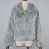 Winter Casual Women Hooded Real Fur Coat Real Fur Jacket Genuine Short Hood Overcoat