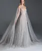 2020 Paolo Sebastian Abendkleider Illusion Spitze Stickerei Sheer Neck A-Linie Fee Ballkleid mit Wickel Maßgeschneiderte formelle Partykleider