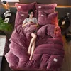 FB18002 Ny vinter fleece sängkläder uppsättning ab sida flanell säng linne sammet sängklot ren färg hem textil duvet täckning