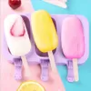 Silicone Ice Cream Mold Popsicle Molds DIY Homemade Cartoon Ice Cream Ice Maker Mould With 50 Wood Stick JK2006XB7156919