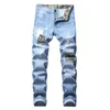 Men's Jeans Mens Ripped Biker Cotton Slim Fit Male Motorcycle Pants Men Vintage Distressed Patchwork Denim Trousers Size 42289p