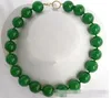 Impresionante grande 20mm redondo jade verde collar de perlas 18''