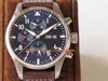 ZF Mens Watch Chronograph 377714 Stainless Steel Blue Dial Swiss ETA 7750 Automatic 28800vph Sapphire Crystal Brown Leather S264d