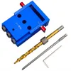 Freeshipping pocket 3 hål aluminium legering snett hål jig kit system för trä arbetsstämpel lokaliserare med 9,5 mm puncher träbearbetning