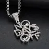 Hip Hop Iced Out Solid Letter No Day OFF Pendant Necklace Silver Plated Men Charm Jewelry Gift