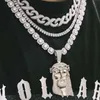 Högkvalitativ Jesus Head Pendant full av zirkon 80mm höghängande män och kvinnor hip hop smycken halsband
