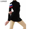LIUHUO nouveau design robe de patinage de sport noir costumes de danse personnalisés manches courtes filles robes de patinage sur glace