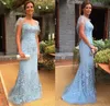 2020 Mother of The Bride Dresses Sexy Mermaid Long Evening Gowns Sheer Jewel with Lace Appliques and Beading Handmade Dresses