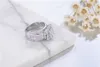 Anello in argento sterling 925 di Ladys Lussuoso pavé 4 pezzi Gioielli da sposa con diamanti SONA tagliati a principessa per le donne Regalo simulato per ragazza in platino