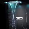 Luxus LED Dusche Set Verdeckte Decke Wasserfall Regen Duschkopf Panel 600*800MM Badezimmer Große Regen Dusche Armaturen