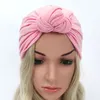 Женщины Девушка Сплошной Цвет Тюрбан Headwrap Узел Шляпа Череп Beanie Bandana Мода Принадлежности для волос Партия Декор