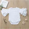 Baby Girls Clothes Rompers Toddle Petals Sleeve Jumpsuits Newborn Triangle Onesies Infant Solid Bodysuits Kids Ins Ruffle Blouse Tops D6300