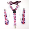Fashion flag Suspenders 2.5*100CM Elastic Y-back + Bowtie Set 11 colors Rainbow Adjustable braces for Adult Clip-on Hallowmas Christmas gift