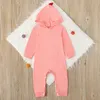 Ins-Baby Rompers Dinosaur Infant Boy Jumpsuits Långärmad Nyfödda Tjejer Hooded Bodysuits Designer Toddler Kläder Barnkläder DW4508