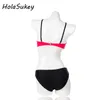 Women Solid Colors Bikini Swimwear Fashion Trend Patchwork Sling Lace Bandeau Swimsuit Designer Female Bikinis Set Summer Bathing Suits