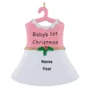 Baby 1st Resin Hang Boy Suit Girl Falda Adorno de Navidad personalizado como recuerdo artesanal para regalos de vacaciones Decoración del hogar
