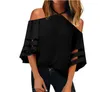 Sexy New Womens verão t-shirt tops tees preto vermelho manga curta fluoroscopia senhoras desgaste chiffon gallus size s-xxl