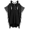 Abiti casual Womne Abito vintage Plus Size Spalla fredda Manica a farfalla Lace Up Gothic Halloween Vestidos