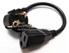 USA 3pin NEMA 5-15R RECEPTACLE till 90 graders vinklad standard 2pin Europa CEE / 7 Plug Adapter Kabel 30cm / Gratis DHL frakt / 100PCs