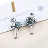 Fashion-Flamingo Earrings For Women Cubic Zirconia 925 Silver Stud Earings Rings Lady Bird Earring Jewelry