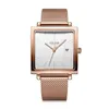 2024julius New Stainless Steel Mesh Band Women's Business Watch Square Stylish Quartz Wristwatch 30M Waterproof JA-1207