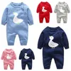 Bébé Vêtements Toddler Cartoon Canard Barboteuses Nouveau-né Hiver Tricoté Onesies Enfants Coton Boutons Combinaisons Ins Combinaisons Salopette CZYQ3538