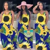 Frauen Langes Kleid Sonnenblume Gedruckt Casual Sommer Ärmellose Kleider Weste Tank Rock Hosenträger Kleid Party Club Damen Strand Rock Neue D5507