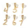 Nova Moda Personalizada 18k Gold Bling Diamante Cursivo 0-9 Números Digitais Colar Pingente Personalizado Número de Desporto Diy Jóias Para Casais