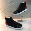Erkekler Kadınlar Kırmızı Alt Ayakkabı Siyah Süet ile Kırmızı Dikenler Ayak Arka hi-Top spor ayakkabıları, Tasarımcı Marka Moda Flats Günlük Ayakkabılar 35-47