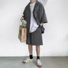 Koreanischen Stil männer Set Anzug Jacke mit Shorts Sommer Männer Kleidung Übergroßen Kurzarm Blazer Knie-Länge Kurze Hose für Me2746