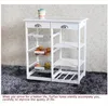 Moda Livre transporte grosso Cozinha Sala de jantar Cart 2-gaveta 3-Basket 3-Shelf armazenamento Rack com a Rolling Rodas Branco