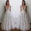 Sexy Deep V-Neck Flowers Prom Dress Charming Bow Spaghetti Straps Gowns Custom Made A-Line Long Bride Dresses