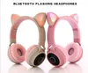 Kızının hediye için ışık kulaklıklar bluetooth kulaklıklar sevimli kedi kulaklar kablosuz bluetooth müzik kulaklıkları