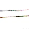 High quality sparking rainbow tennis chain chocker necklace with tiny colored CZ fashion personality women collar jewellery bijoux femme