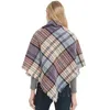 40 style Plaid Scarves Girls Check Shawl Grid Oversized Tassel Wraps Lattice Triangle Neck Scarf Fringed Pashmina Winter Neckerchief