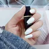 24pcs Coffin White False Nails Short Flat Top Fake Nails Glossy Plastics Fingernails Fake Ballerina Press On Nail Finger