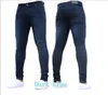 2 clor mavi Siyah Delik Yırtık Kot Erkekler Ile Süper Sıska Ünlü Tasarımcı Marka Slim Fit Tahrip Torn Jean Pantolon Için Erkek