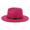 Cappelli Fedora europei in feltro di lana artificiale da uomo donna americana con fascia in pelle caffè a tesa larga Panama Jazz Cap bianco nero taglia grande288o