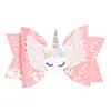 10pcslot Glitter Felt Shinning Bow Hair Modish Girls Clips para el cabello Impresión de capas dobles Niños Unicornio Horquilla Chicas lindas Summer8451785