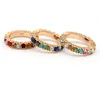 Wholesale- CZ stone eternity band ring Gold plated 925 sterling silver engagement band colorful multi color elegance women finger jewelr