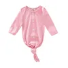 Borse a pelo appena nati Anti-Kick Pulsanti solido Pigiama Camicia da notte Baby NightGowns Infante Soft Cotton Swaddles Primavera Autunno NightGowns Involtini BYP703