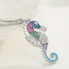 Gold/Silver Color Chain Women Men Necklace Colourful CZ Stone Seahorse Pendant Necklace Female Party Jewelry Best Gift