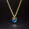 6 Colors square crystal glass pendant necklace Fashionable and colorful accessories for ladies Gold necklace pendant accessory